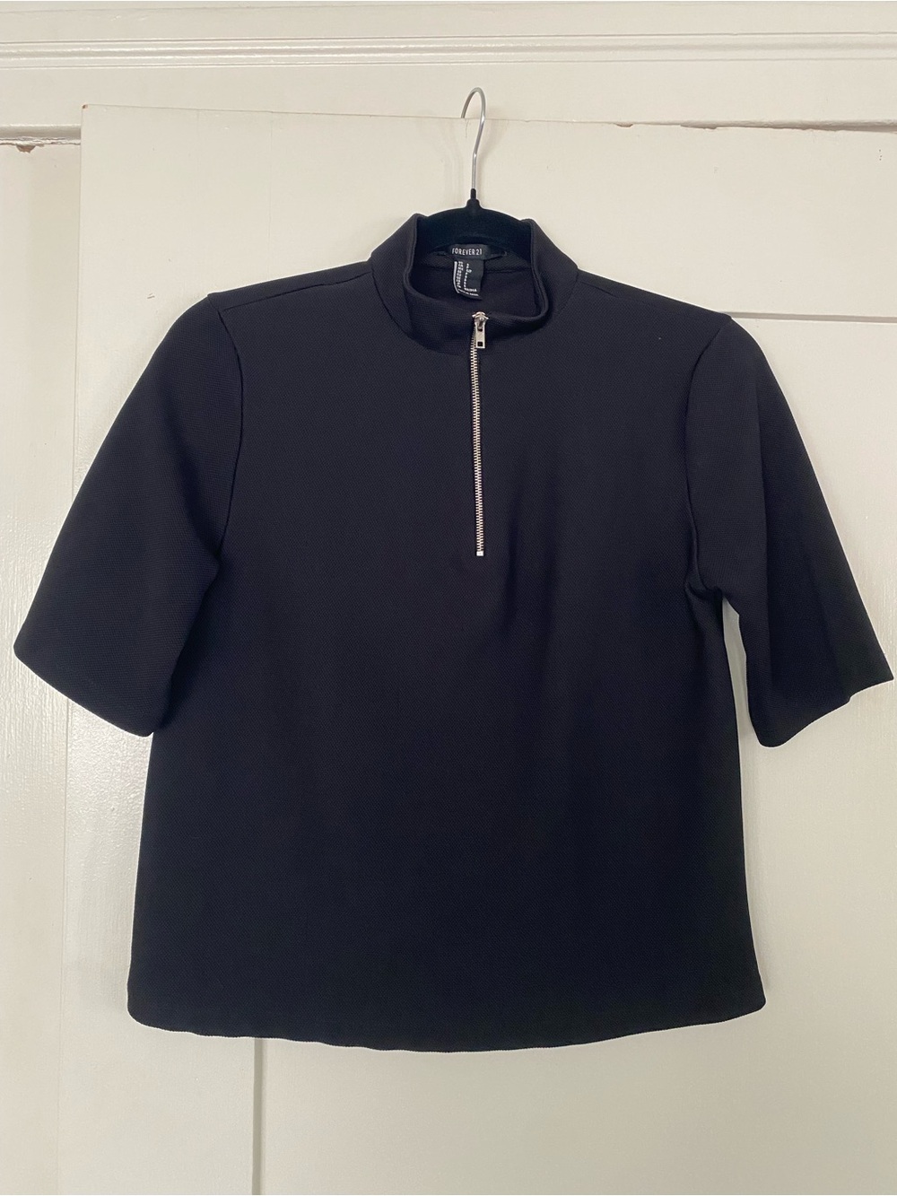 Cropped Short Sleeve Half-Zip Top